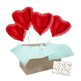 Heliumballon-Geschenk 4 Herzen Wunschfarbe