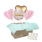 Heliumballon-Geschenk "Happy Birthday" Marmor Roségold