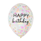 Luftballon-Set Konfetti Pastell "Happy Birthday" 5 Stk.