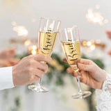 Champagne Sticker "Groom" & "Bride"