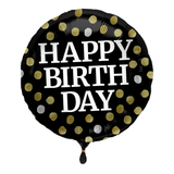 Heliumballon-Geschenk "Happy Birthday" Gold Schwarz