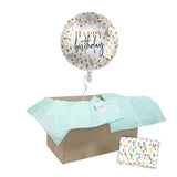Heliumballon-Geschenk "Happy Birthday" Gold Stylisch