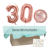 Heliumballon-Geschenk "Happy Birthday" Roségold XXL Set Deluxe