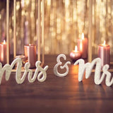 Holzaufschrift "Mr & Mrs" Gold Glitzer