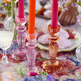 Stabkerzenständer Glas Rosa