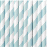 Papier-Strohhalme Gestreift Hellblau 10 Stk.