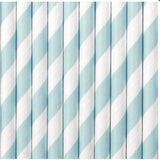 Papier-Strohhalme Gestreift Hellblau 10 Stk. - DECORAMI