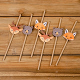 Papier-Strohhalme Waldtiere 6 Stk. - DECORAMI