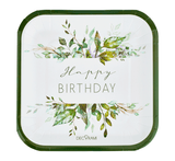 Pappteller "Happy Birthday" Botanical 6 Stk. - DECORAMI