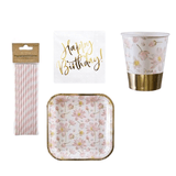 Partygeschirr Gesamt-Set Beautiful Blüten 38-tlg. - DECORAMI