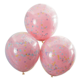 XXL Doppellagiger Konfetti-Ballon Rosa Ø 45,7 3 Stk. - DECORAMI