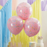 XXL Doppellagiger Konfetti-Ballon Rosa Ø 45,7 3 Stk. - DECORAMI