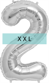 Zahlen Ballon 2 XXL Silber - DECORAMI